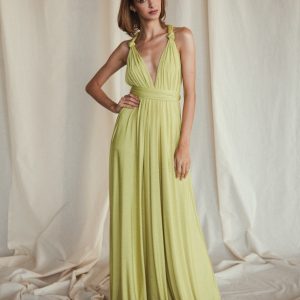 Multi Wrap Dress – Wickelkleid – Brautjungfern Kleid (Limette)