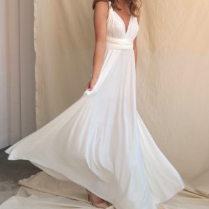 Multi Wrap Dress – Wickelkleid – Standesamt Kleid (Weiß)