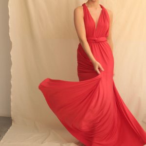 Multi Wrap Dress – Wickelkleid – Brautjungfern Kleid (Zartes Rot)