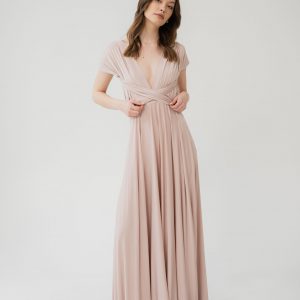 Multi Wrap Dress – Wickelkleid – Brautjungfern Kleid (Beige-Rosa)
